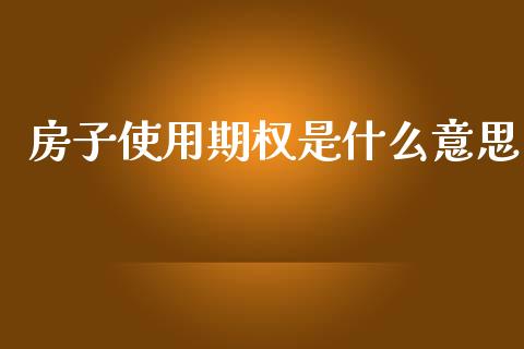 房子使用期权是什么意思_https://wap.lcjysmgs.com_原油期货_第1张