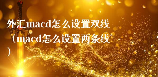 外汇macd怎么设置双线（macd怎么设置两条线）_https://wap.lcjysmgs.com_债券基金_第1张