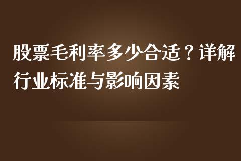 股票毛利率多少合适？详解行业标准与影响因素_https://wap.lcjysmgs.com_债券基金_第1张