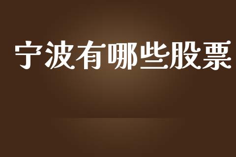 宁波有哪些股票_https://wap.lcjysmgs.com_债券基金_第1张