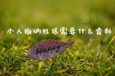 个人缴纳社保需要什么资料_https://wap.lcjysmgs.com_原油期货_第1张