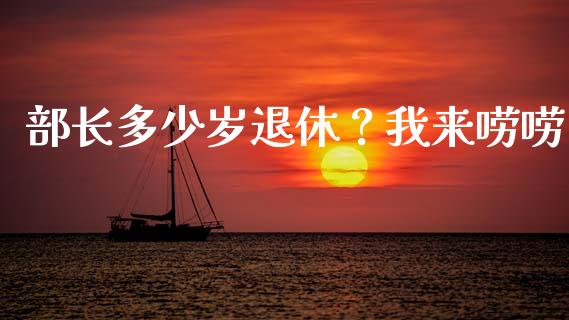 部长多少岁退休？我来唠唠_https://wap.lcjysmgs.com_债券基金_第1张