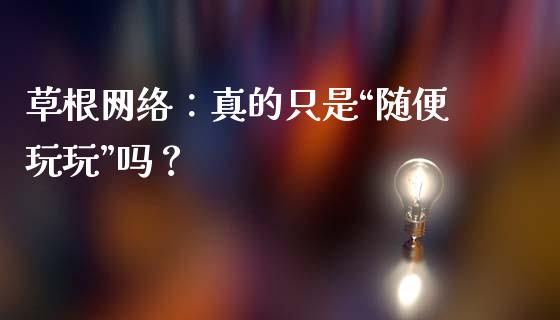 草根网络：真的只是“随便玩玩”吗？_https://wap.lcjysmgs.com_元宇宙_第1张